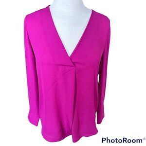 Cynthia Steffe Pink V Neck Blouse Small New